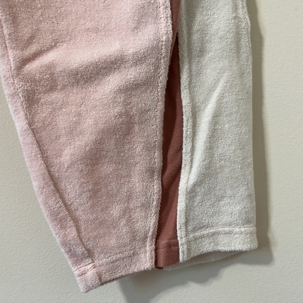 Free People Intimately Terry Cloth High Rise Pink Cream Brown Jogger Pants Sz L - Picture 6 of 8